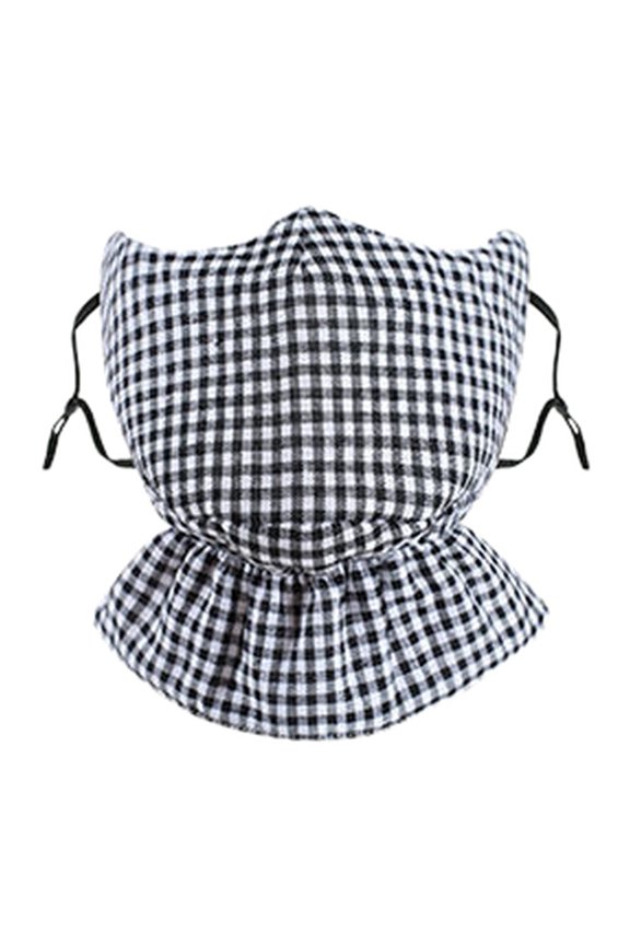 Dustproof and Breathable Face Mask with Adjustable Elastic Ear Straps, Full Coverage for Nose and Neck, Reusable Polyester Fiber Construction (1pcs-Black White)