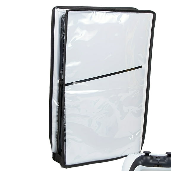 Dustproof Cover for PS5 Slim Console - Transparent PVC Protective Sleeve with Anti-Scratch Washable Design - Compatible with Both Disc and Digital Versions