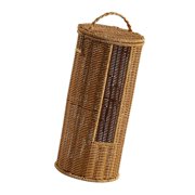 Dustproof Cylindrical Bathroom Tissue Holder Handwoven PE Basket With Cover Storage Container for Towels Spare Rolls