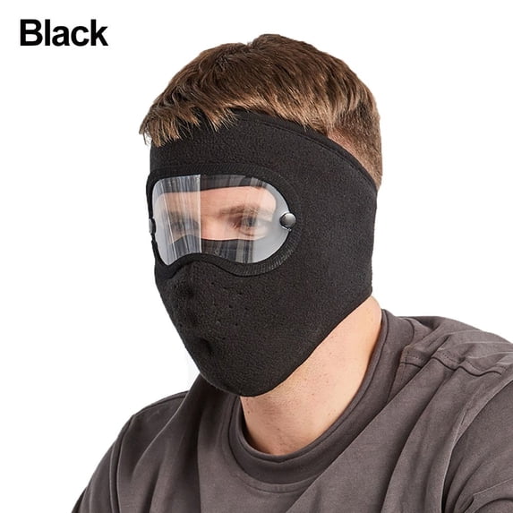 Dustproof HD Screen Windproof Anti Fog Goggles Breathable Caps Full Face Masks Cycling BLACK