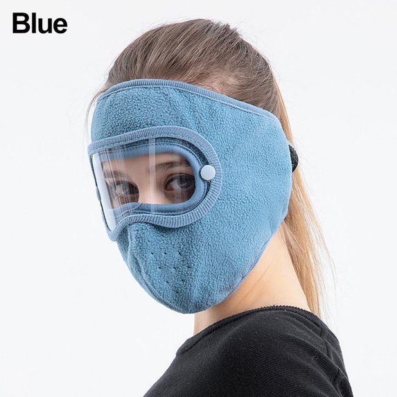 Dustproof HD Screen Windproof Anti Fog Goggles Breathable Caps Full Face Masks Cycling BLUE