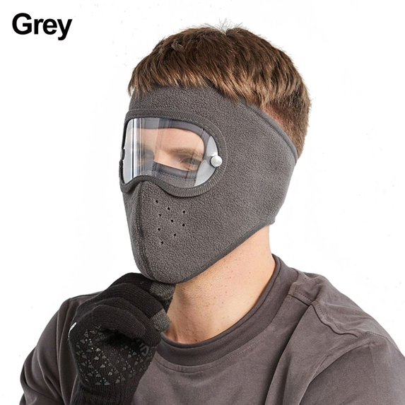 Dustproof HD Screen Windproof Anti Fog Goggles Breathable Caps Full Face Masks Cycling GREY