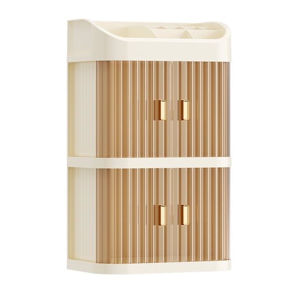 Dustproof Makeup Organizer Makeup Storage Box Large Capacity with Transparent Door 2/3 Layer Multi Compartments Bedroom Desktop Cosmetic Organizer