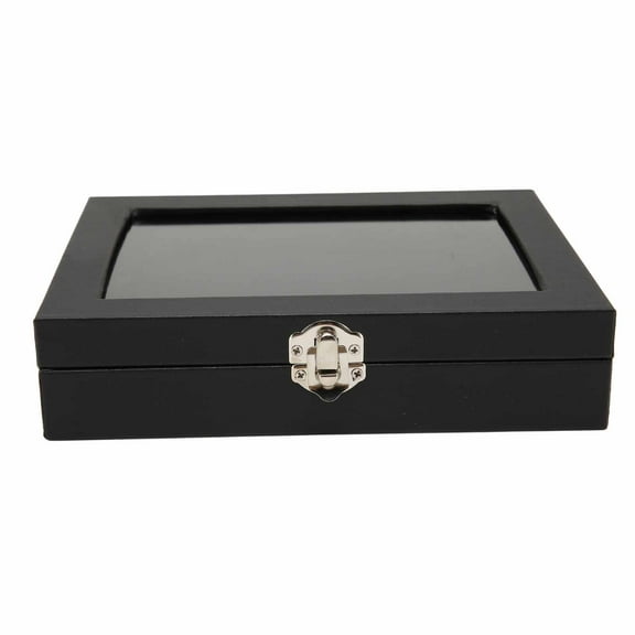 Dustproof Pin Display Case, Transparent Glass Cover Pin Collection Display Box Table Top Jewelry Display Case For Military Medals, Beach , Jewelry Pin, Collectibles