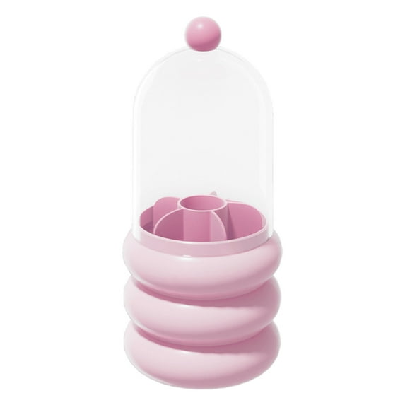 Dustproof Rotating Makeup Brush Organizer with Lid|Clear Acrylic Makeup Storage for Vanity, Bathroom Countertop, Space-Saving & Stylish Beauty Organizer for Brushes & Tools