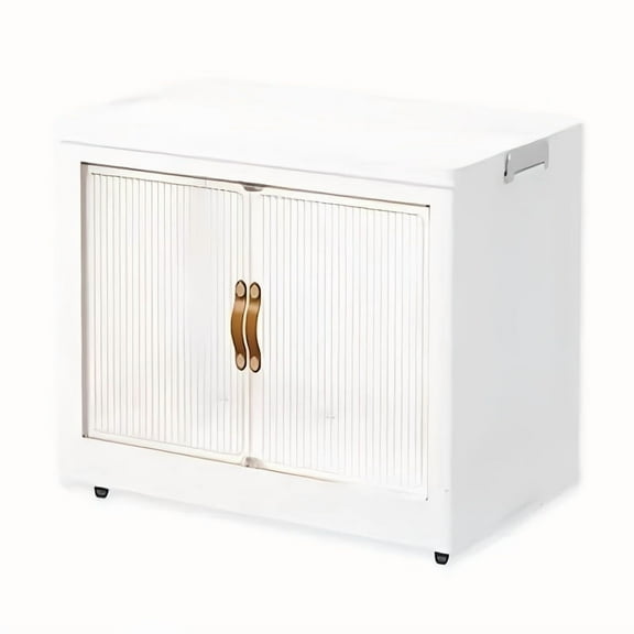 [Dustproof Storage Cabinet] Multi-layer Collapsible Storage Cabinet - Dustproof Storage Box for Clothes, Snacks, Miscellaneous Items with Pulley Storage Box