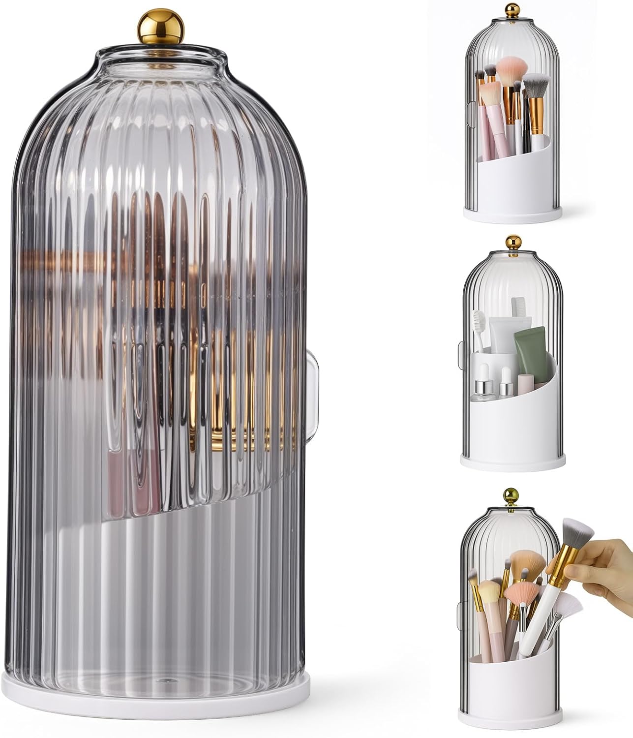 Dustproof Toothbrush Holder,Sliding Lid Toothbrush Organizer with 360 ...