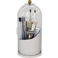 thumbnail image 1 of Dustproof Toothbrush Holders with Cover, Rotating Electric Toothbrush and Toothpaste Holder for Bathroom Countertop, 3 Slots Makeup Brushes Organizer, Transparent, 1 of 14