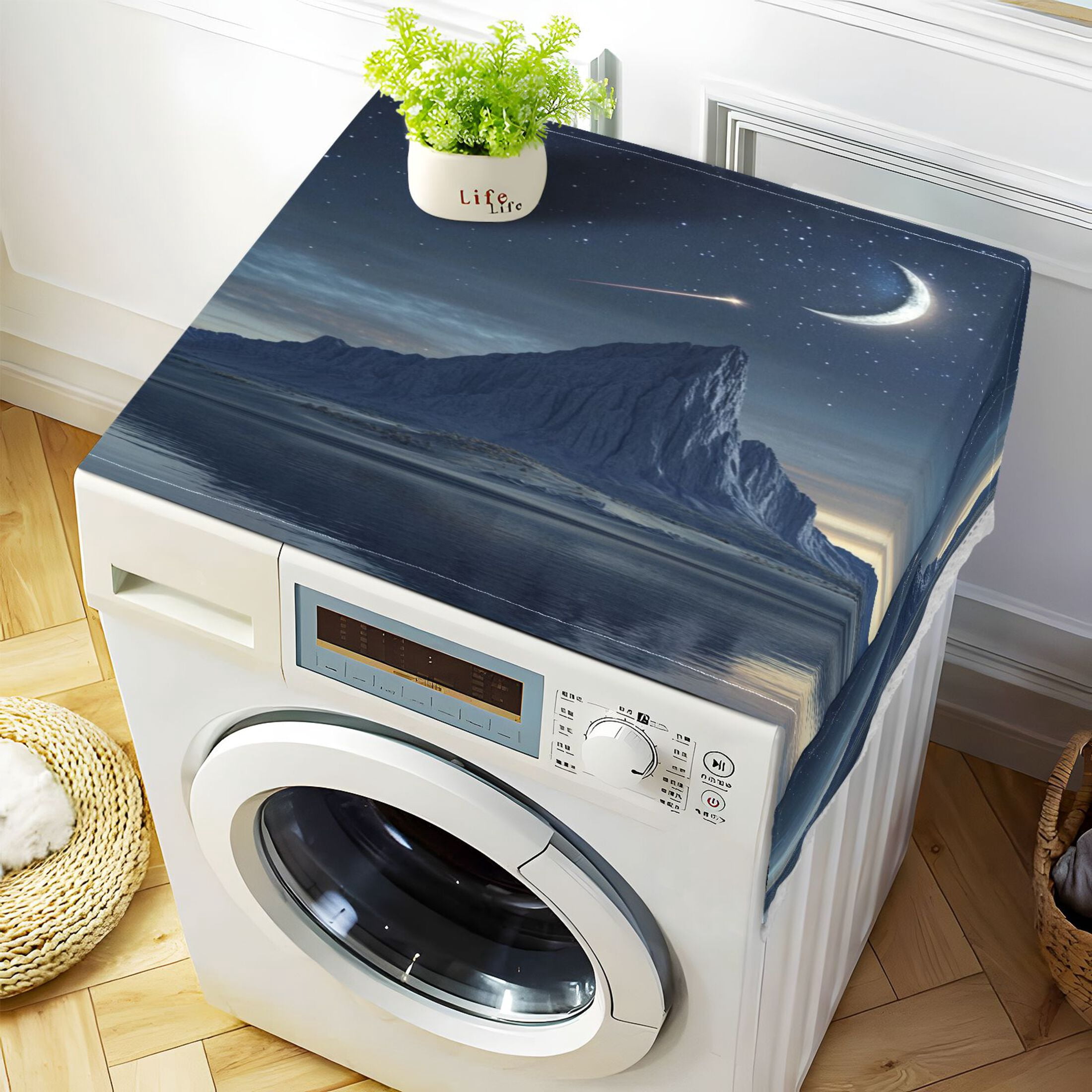 Dustproof Washing Machine Cloth Washer and Dryer Top Covers, Fridge Dust Cover, With Storage BagsMajestic Mountain Peak