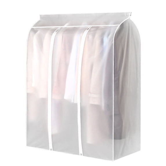 Dustproof and Waterproof Translucent Hanging Garment Bag, Clothes Cover Protector with Full Zipper for Wardrobe Storage