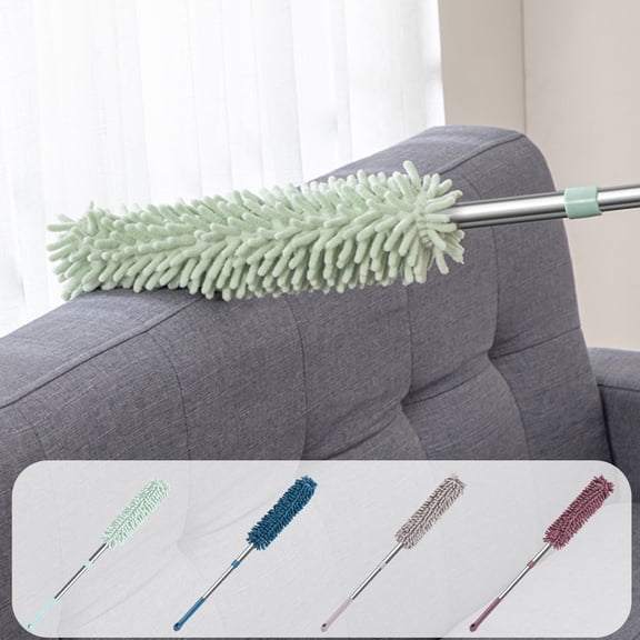 Dusts Duster, Extendable Cleaning Rod, Washable Electrostatic Suction Head, Polyester Velvet, High Places Crevices Bed Bottoms, 37.4in