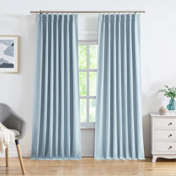 Dusty Blue 40"W x 84"L (Pack of 2) Pinch Pleated Full Blackout Window Curtains