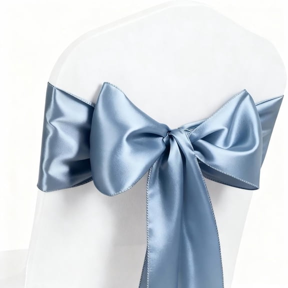 Dusty Blue 50 Pack Satin Chair Sashes Ties Ribbons for Wedding Party Decor