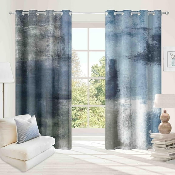 Tyrot Dusty Blue Abstract Curtains 2 Panels Set Modern Chic Bedroom Window Treatments Decorative, 52 x 84 Inch