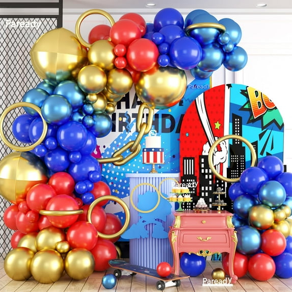 Dusty Blue Balloon Arch Kit, 120pcs Blue White Balloon Garland Kit, Metallic Sand Gold Balloons Different Sizes For Baby Shower Birthday Engagement Party Wedding Bachelorette Bridal Shower Decor