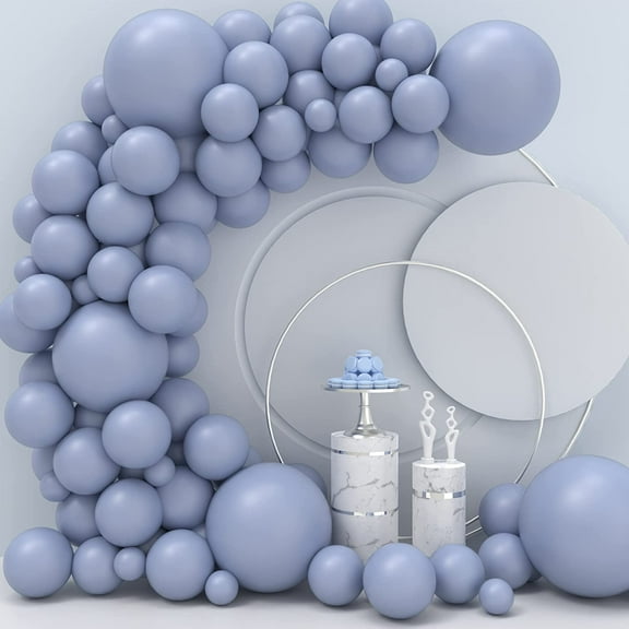 Dusty Blue Balloons 110 Pcs Dusty Blue Balloon Garland Kit Different Sizes 5 10 12 18 Inch Slate Blue Balloons for Birthday Anniversary Party Decorations