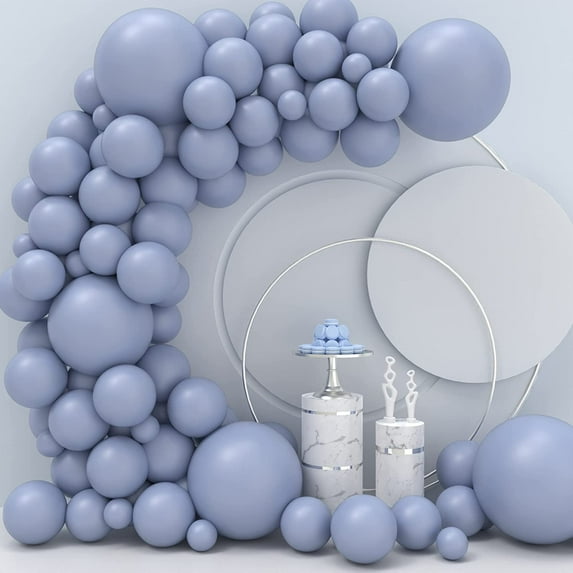 Dusty Blue Balloons 110 Pcs Dusty Blue Balloon Garland Kit Different Sizes 5 10 12 18 Inch Slate Blue Balloons for Birthday Anniversary Party Decorations
