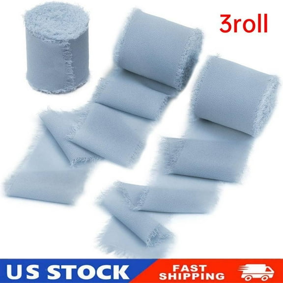 Dusty Blue Chiffon Ribbon for Flower Bouquet,2"x21Yd Fabric Ribbon Gift Wrapping