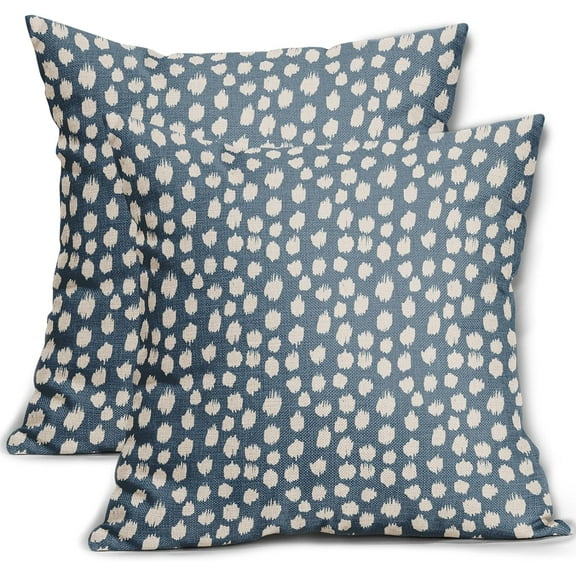Dusty Blue Cream Dots Pillow Covers 18x18 Set of 2 Boho Polka Dot Throw Pillows Modern Trendy Print Outdoor Decorative Pillowcase Square Cushion Cases Decor for Sofa Couch Bed