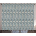 thumbnail image 1 of Ambesonne Dusty Blue Curtains 2 Panel Set, Mandala Inspired Flowers, 108" x 90", Blue Grey Beige, 1 of 3