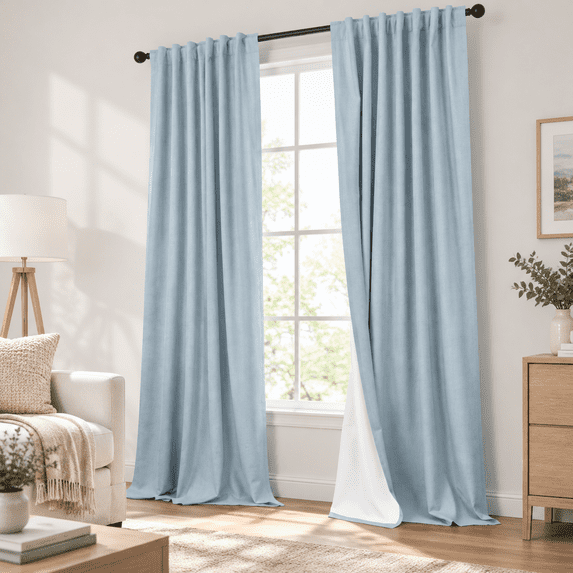 Dusty Blue Drapes 84 Inch Length
