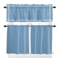 thumbnail image 1 of Dusty Blue Kitchen Curtains Valance and Tier Set Solid Color Rod Pocket Short Curtains for Small Window 3 Pieces Set for Bedroom Bathroom Cafe (54" x 18"+27" x 24"), 1 of 7