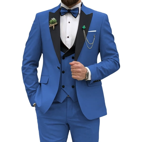 Dusty Blue Mens Suits Slim Fit Suits for Men 3 Piece Tuxedo Wedding Prom Suit Formal Business XXL