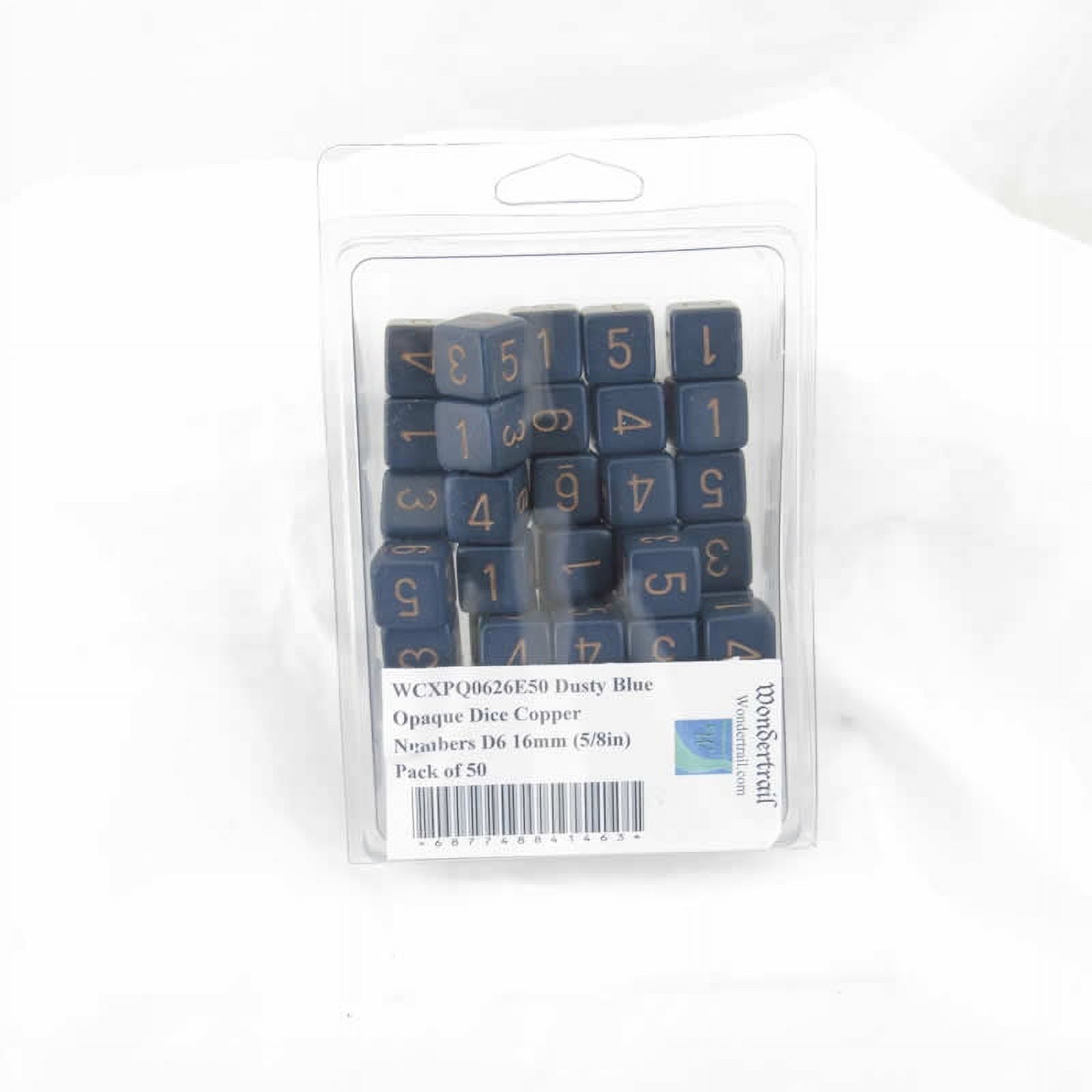Dusty Blue Opaque Dice with Copper Numbers D6 Aprox 16mm (5/8in) Pack of 50 Wondertrail