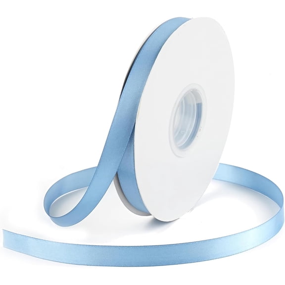 Dusty Blue Ribbon 1/2 Inch Thin French Blue Double Face Satin Fabric Ribbon for Wedding Decor, Gift Wrapping, Bridal Shower, Hair Ribbon for Crafts - 50Yards