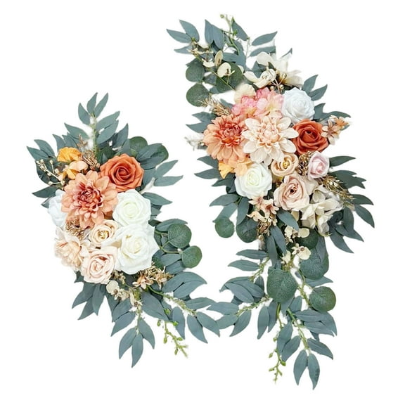 Dusty Blue Wedding Arch Flowers (Set of 2) - Artificial Floral Swags for Wedding Ceremony Decor, Reception Backdrop, Welcome Sign Decorations and Bridal Party Events