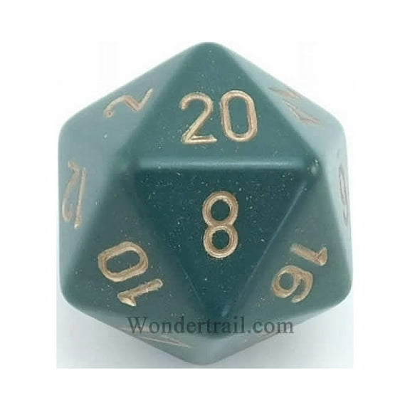 Dusty Green Opaque Die with Copper Numbers D20 34mm (1.34in) Pack of 1 Chessex