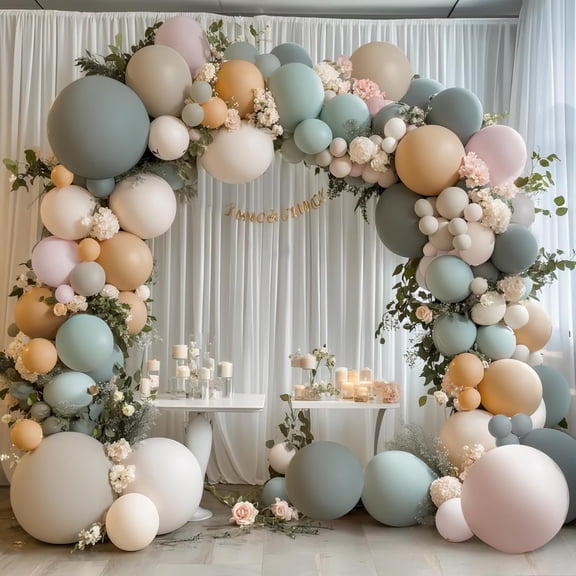 Dusty Green Pink White Balloons Arch Kit, Double Stuffed Pastel Balloon Arch Dark Light Green Pink Nude White Sand Brown Balloons for Gender Reveal Woodland Wedding Birthday Party Decoration