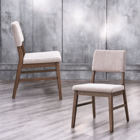 Dusty Mauve & Walnut Finish Side Chair (2), Padded Seat And Back Cushions, Scandinavian Design Style Chairs (2) In Corduroy, Foam Seat, Theme, 19.47" Product Width