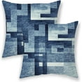 thumbnail image 1 of Dusty Navy Blue White Pillow Covers 20x20, Abstract Art Outdoor Decorative Throw Pillows for Couch, Modern Geometry Decor Cushion Cover 2 Pcs Soft Farmhouse Square Pillowcase for Bed Car Safa, 1 of 6