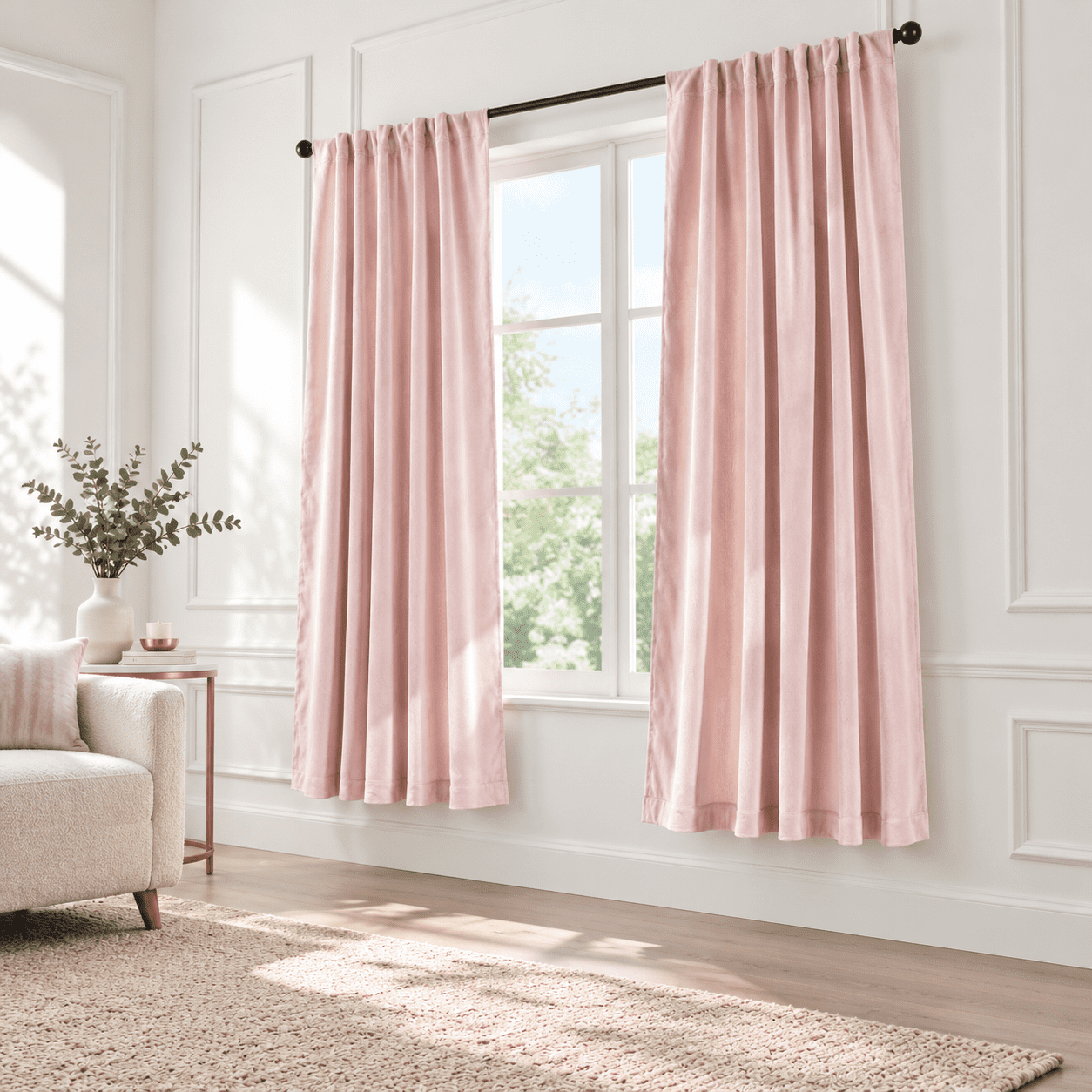 Dusty Pink Curtaromantic Rod Pocket 52*72 Inch 2 Panels - Walmart.com