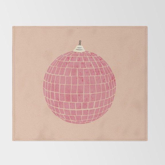 Dusty Pink Disco Ball Fleece Blanket, Polyester Fleece Fabric, 280 GSM, Retro Dance Theme