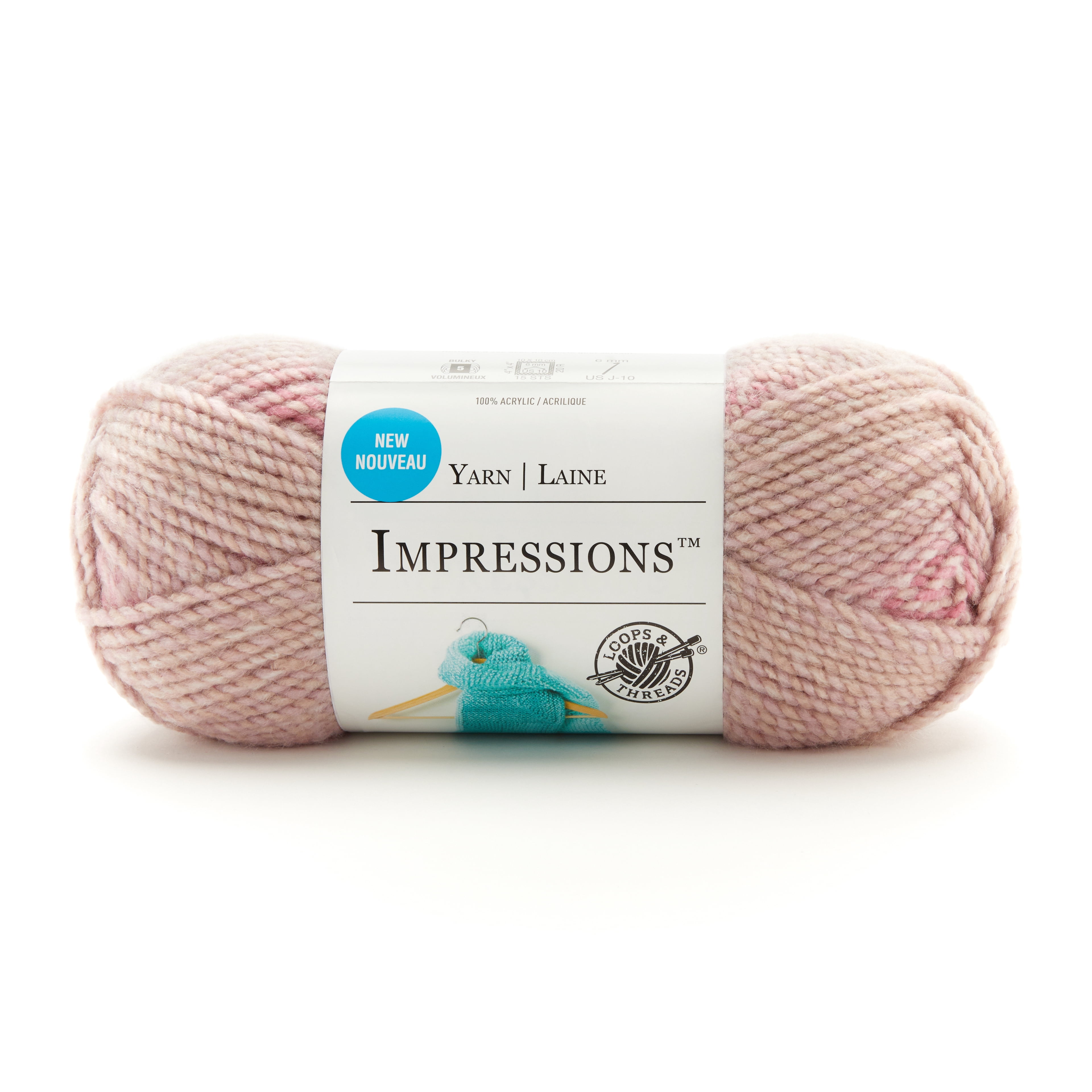 Loops & Threads Dusty Pink Impressions Yarn - Bulky Weight Yarn for Knitting, Crochet, Weaving, Arts & Crafts, 15 Pack
