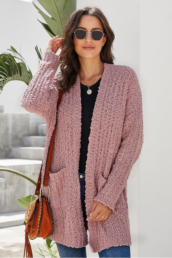 Dusty Pink Pebble Beach Textured Cardigan