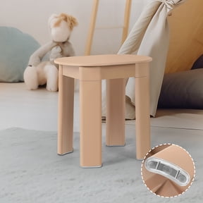 Dusty Pink Plastic 4Legged Stool, Multipurpose Oval Stackable Side Table for Bathroom, Bedroom & Living Room