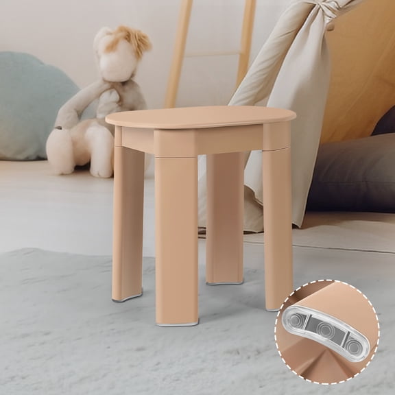 Dusty Pink Plastic 4Legged Stool, Multipurpose Oval Stackable Side Table for Bathroom, Bedroom & Living Room