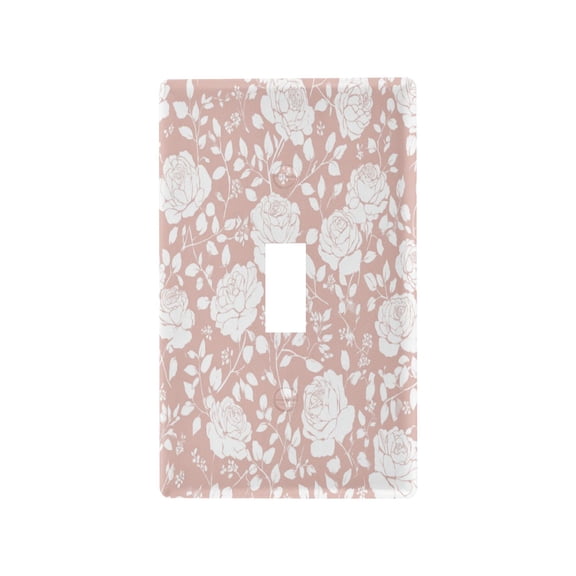 Dusty Pink Rose Print Decorative Wall Plate, Flame Retardant PC Plastic Light Switch & Outlet Cover with Mounting Screws Fits Toggle Switch