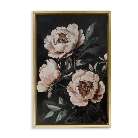 Stupell Industries Dusty Pink Roses Floral Painting Gold Framed Floater Canvas Wall Art, design by Petal Prints Design