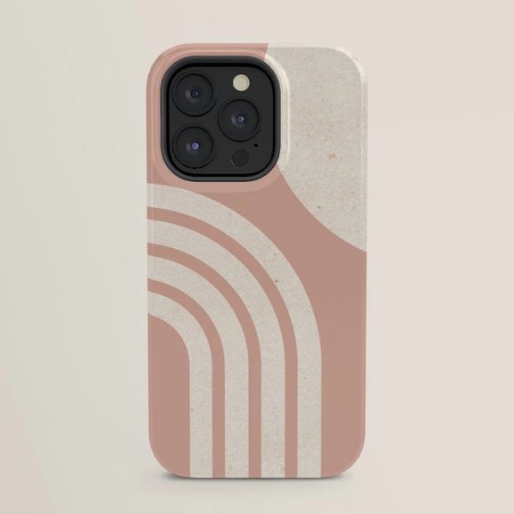 Dusty Pink and Off-White Rounded Arch Tough Case for Apple iPhone, Dual-Layer Polycarbonate and TPU