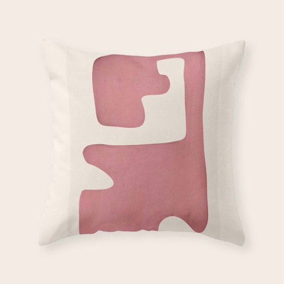 Dusty Pink and Off-White Rounded Geometric Throw Pillow Cover, Polyester Velvet, Chair Accent, Cover Only, Insert Not Included