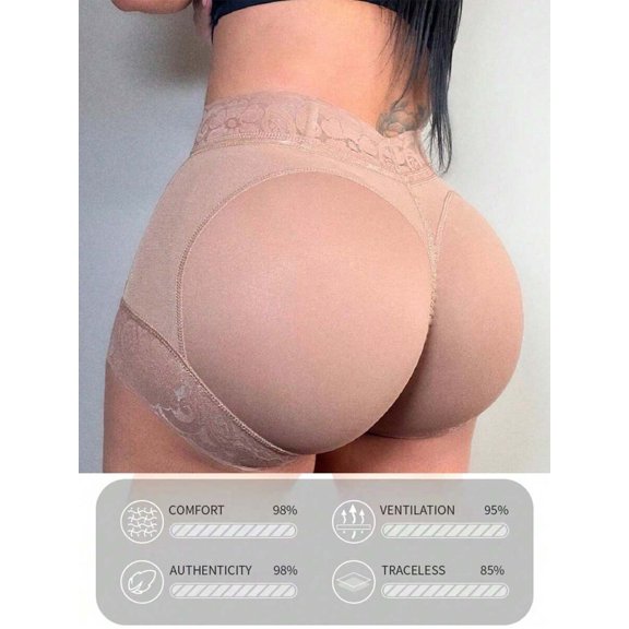 Dusty Purple High Waist Shapewear Briefs With Lace Trim Butt Lifter Tummy Control