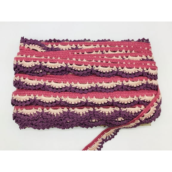 (Dusty Purple, Lt. Pink & Dusty Rose) 1-1/4" Crochet Lace Edge - 3 Yards