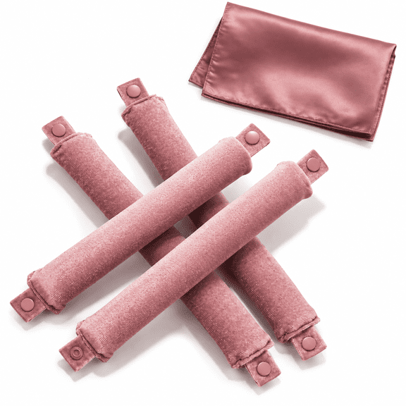 Dusty Rose 4-Pack Heatless Hair Rollers For Longer Thicker Hair