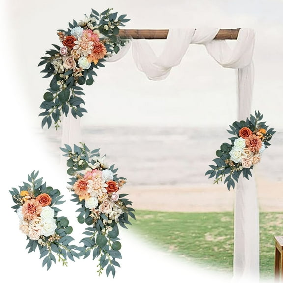Dusty Rose Artificial Flower Swag - Silk Wedding Arch Flowers (Set of 1) - Elegant Floral Garland for Welcome Signs, Ceremony Decor, Aisle Markers - Realistic Greenery & Blush Blooms