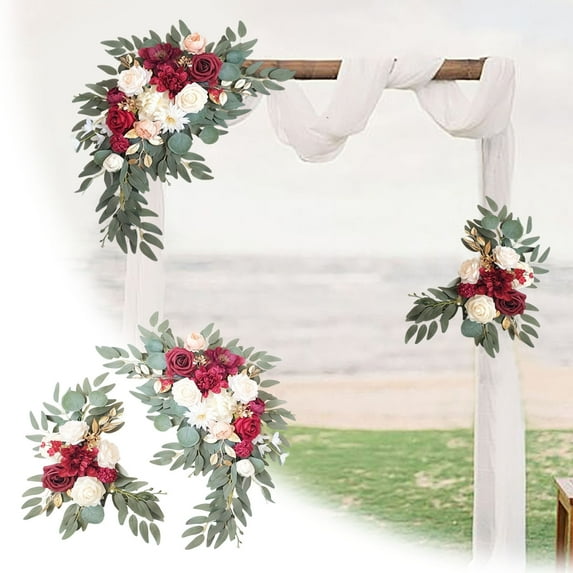 Dusty Rose Artificial Flower Swag - Silk Wedding Arch Flowers (Set of 1) - Elegant Floral Garland for Welcome Signs, Ceremony Decor, Aisle Markers - Realistic Greenery & Blush Blooms