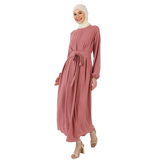 Dusty Rose - Crew neck - Unlined - Modest Dress - Refka